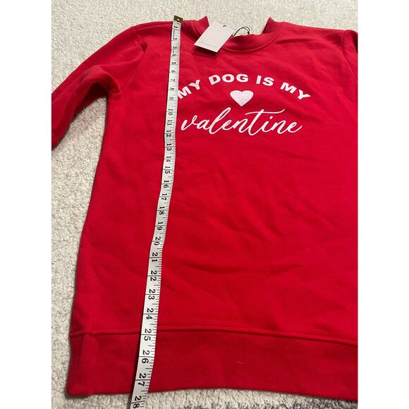 NWT If It Were Me Sweatshirt Womens Sz Small My Dog is my Valentine Pullover Red - Picture 4 of 8